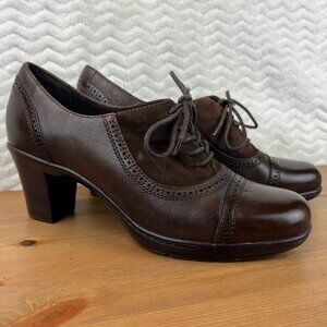 Clarks Bendables Womens Heel Oxfords Cap Toe Shoes Leather Lace Up 7M Steampunk
